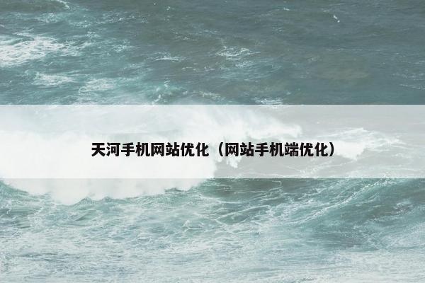 天河手机网站优化（网站手机端优化）