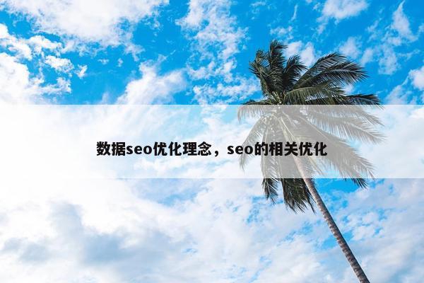 数据seo优化理念，seo的相关优化