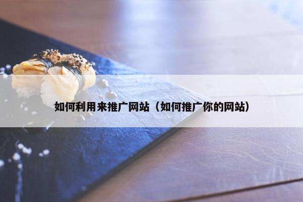 如何利用来推广网站（如何推广你的网站）