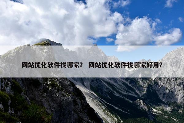 网站优化软件找哪家？ 网站优化软件找哪家好用？
