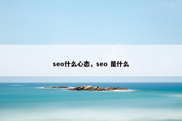 seo什么心态，seo 是什么