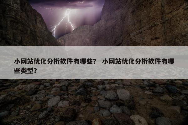 小网站优化分析软件有哪些？ 小网站优化分析软件有哪些类型？