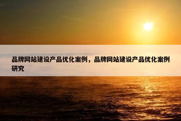 品牌网站建设产品优化案例，品牌网站建设产品优化案例研究