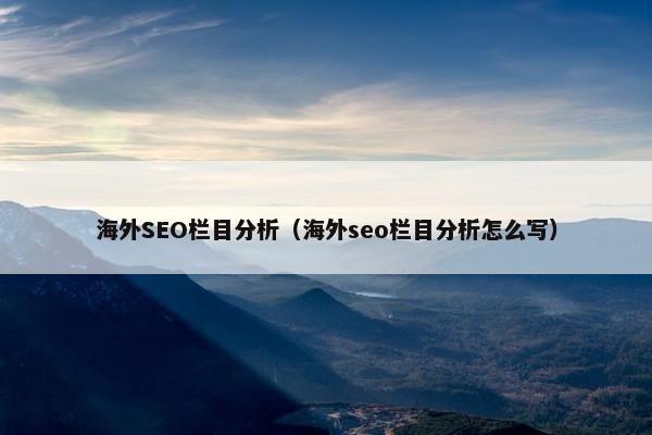 海外SEO栏目分析（海外seo栏目分析怎么写）