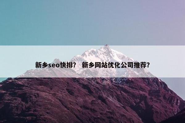 新乡seo快排？ 新乡网站优化公司推荐？