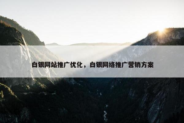白银网站推广优化，白银网络推广营销方案