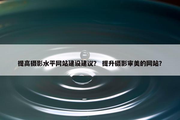 提高摄影水平网站建设建议？ 提升摄影审美的网站？