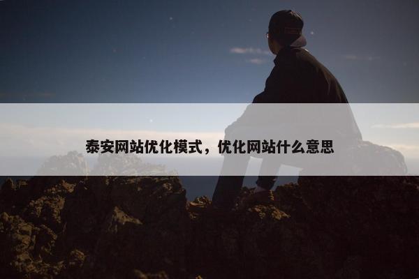 泰安网站优化模式，优化网站什么意思