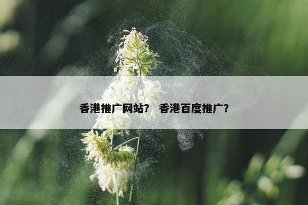 香港推广网站？ 香港百度推广？