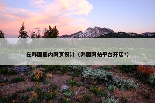 在韩国国内网页设计（韩国网站平台开店?）