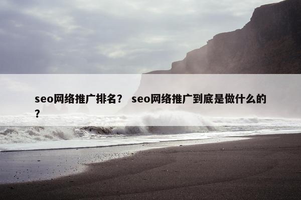 seo网络推广排名？ seo网络推广到底是做什么的？
