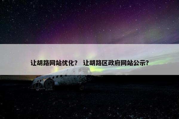 让胡路网站优化？ 让胡路区政府网站公示？