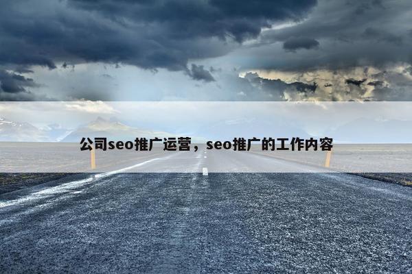 公司seo推广运营，seo推广的工作内容