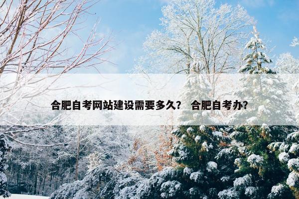 合肥自考网站建设需要多久？ 合肥自考办？