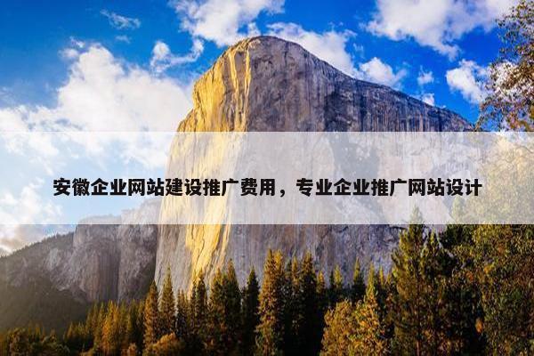 安徽企业网站建设推广费用，专业企业推广网站设计