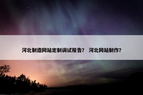 河北制造网站定制调试报告？ 河北网站制作？