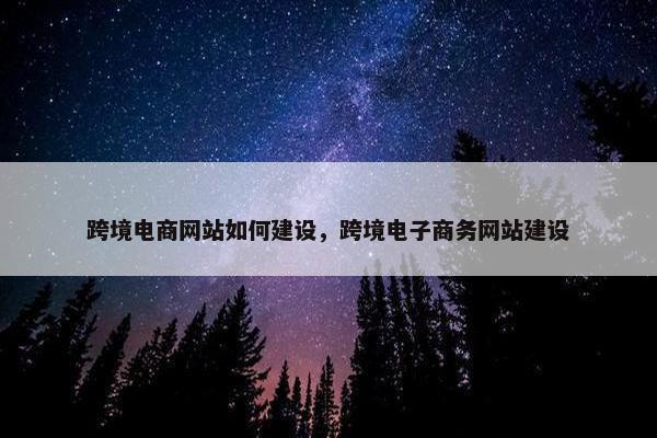 跨境电商网站如何建设，跨境电子商务网站建设