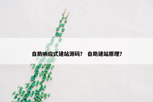 自助响应式建站源码？ 自助建站原理？