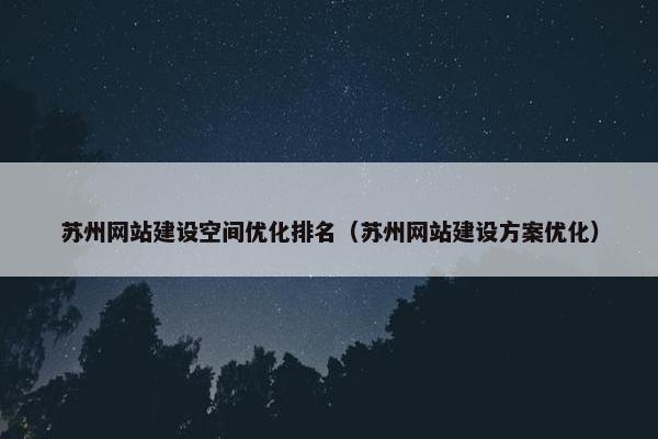 苏州网站建设空间优化排名（苏州网站建设方案优化）