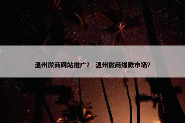温州微商网站推广？ 温州微商爆款市场？