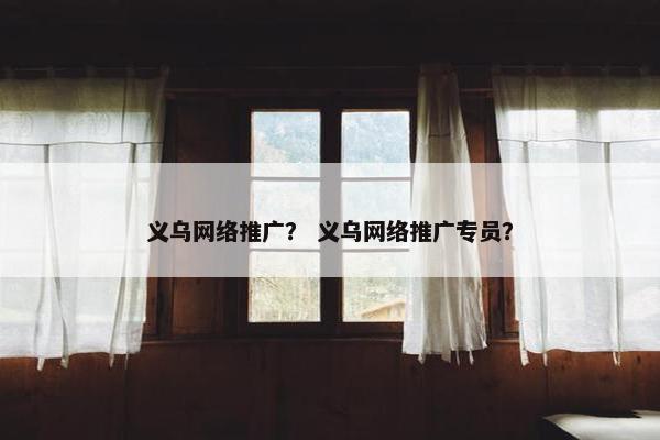 义乌网络推广？ 义乌网络推广专员？