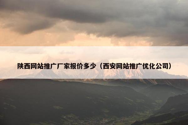 陕西网站推广厂家报价多少（西安网站推广优化公司）