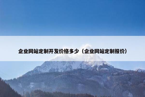 企业网站定制开发价格多少（企业网站定制报价）