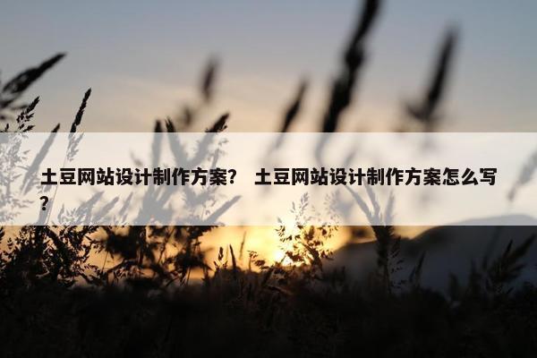 土豆网站设计制作方案？ 土豆网站设计制作方案怎么写？