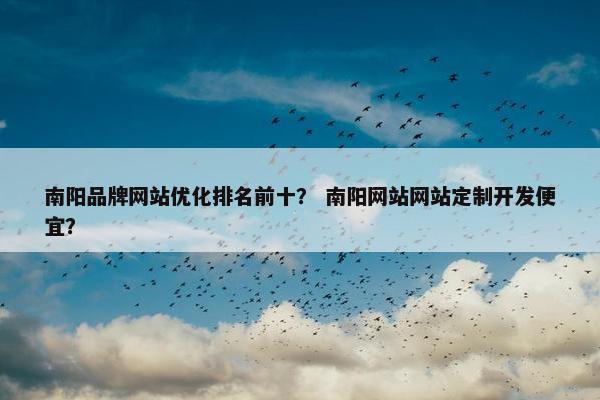 南阳品牌网站优化排名前十？ 南阳网站网站定制开发便宜？