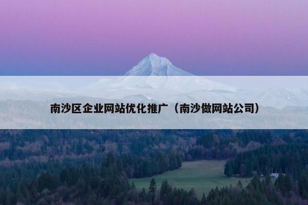 南沙区企业网站优化推广（南沙做网站公司）